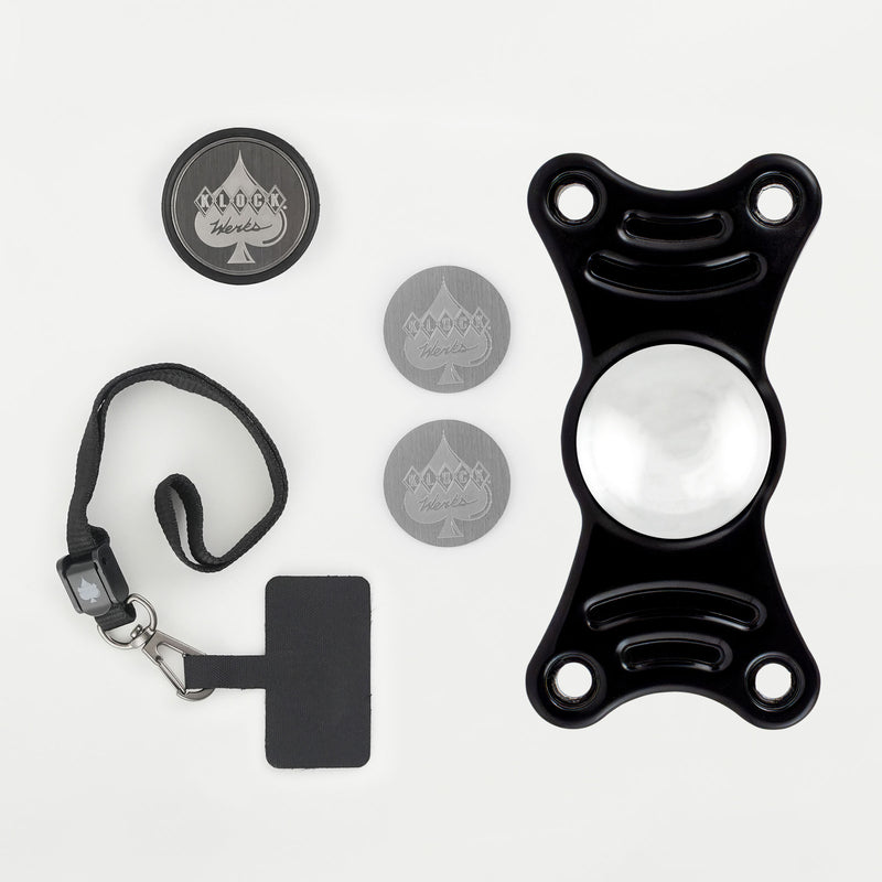 Black Center Riser Magnetic Phone Mount for Harley Davidson Motorcycles(Black Mount - Complete Kit)