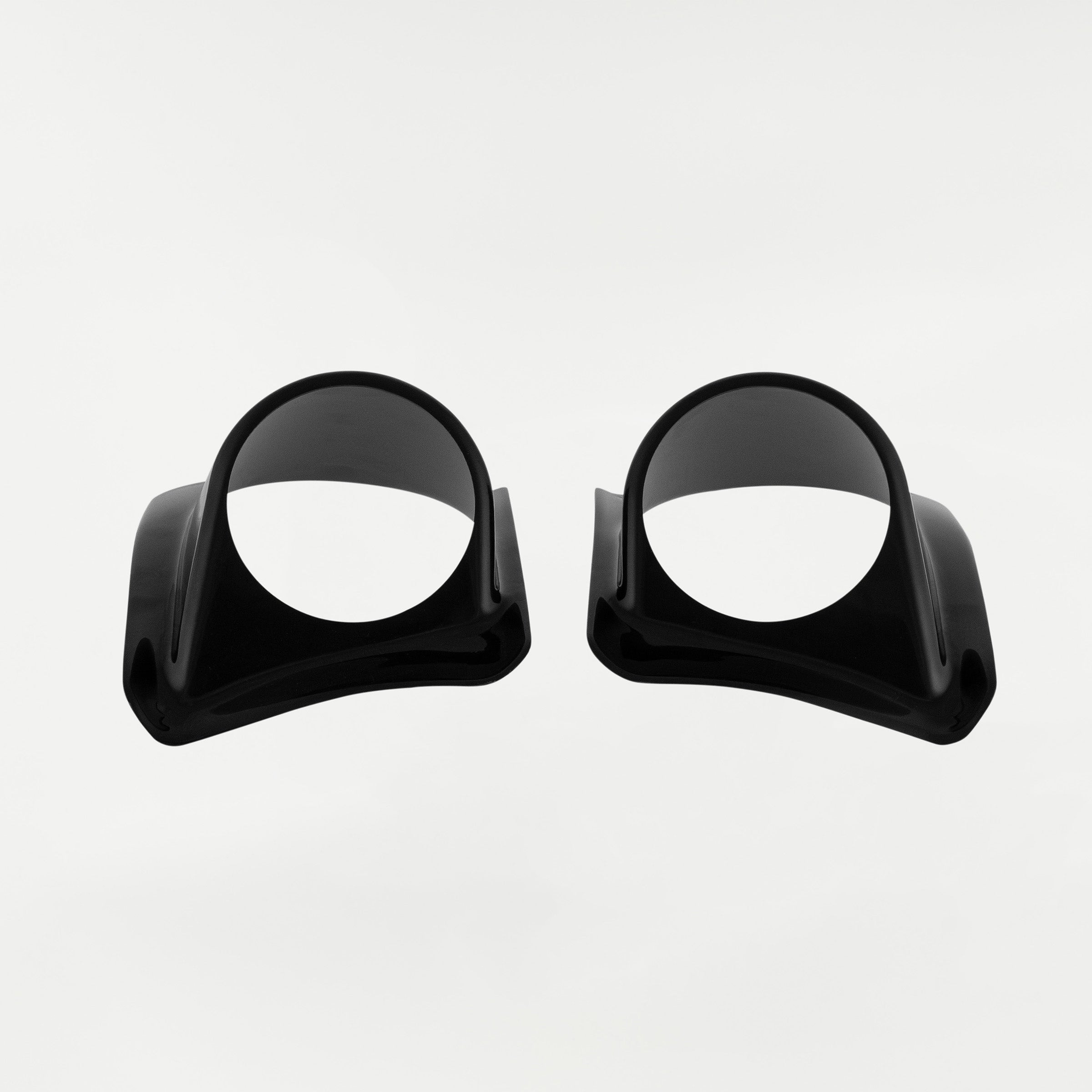 Klock Werks Light Pods for FXRP Style Fairings otherwise known as Police Light Pods for Fxrp Fairings. Product shot on a white background, lightpods unpainted in black.