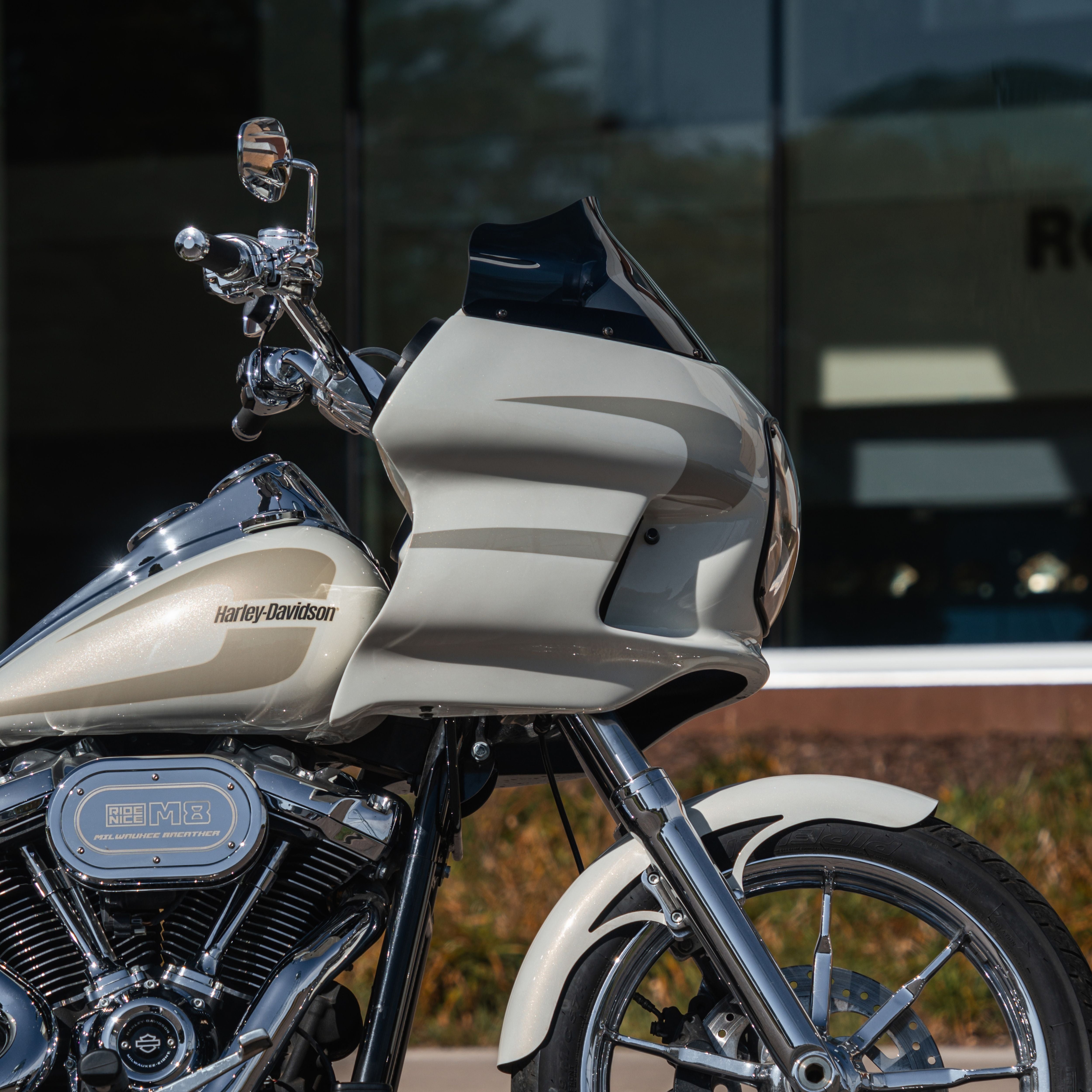 Harley-Davidson FXRP Fairing Fit Kit for Softail Motorcycles showing completed fairing on bike (H-D M8 Softail)
