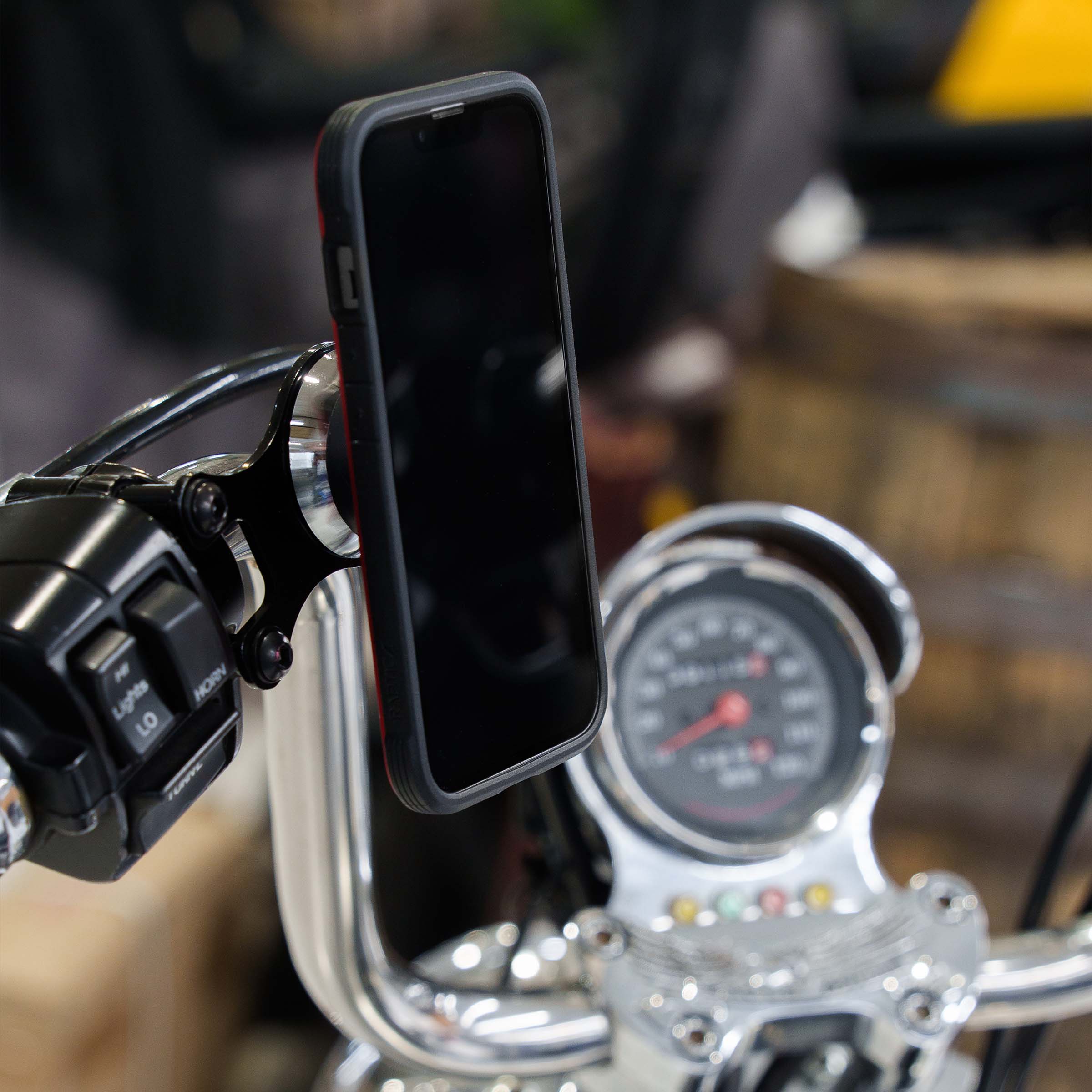 1986-1995 Black Ambidextrous Magnetic Phone Mount for Harley-Davidson® Black Mount (1986-1995 - Black Ambidextrous Mount)