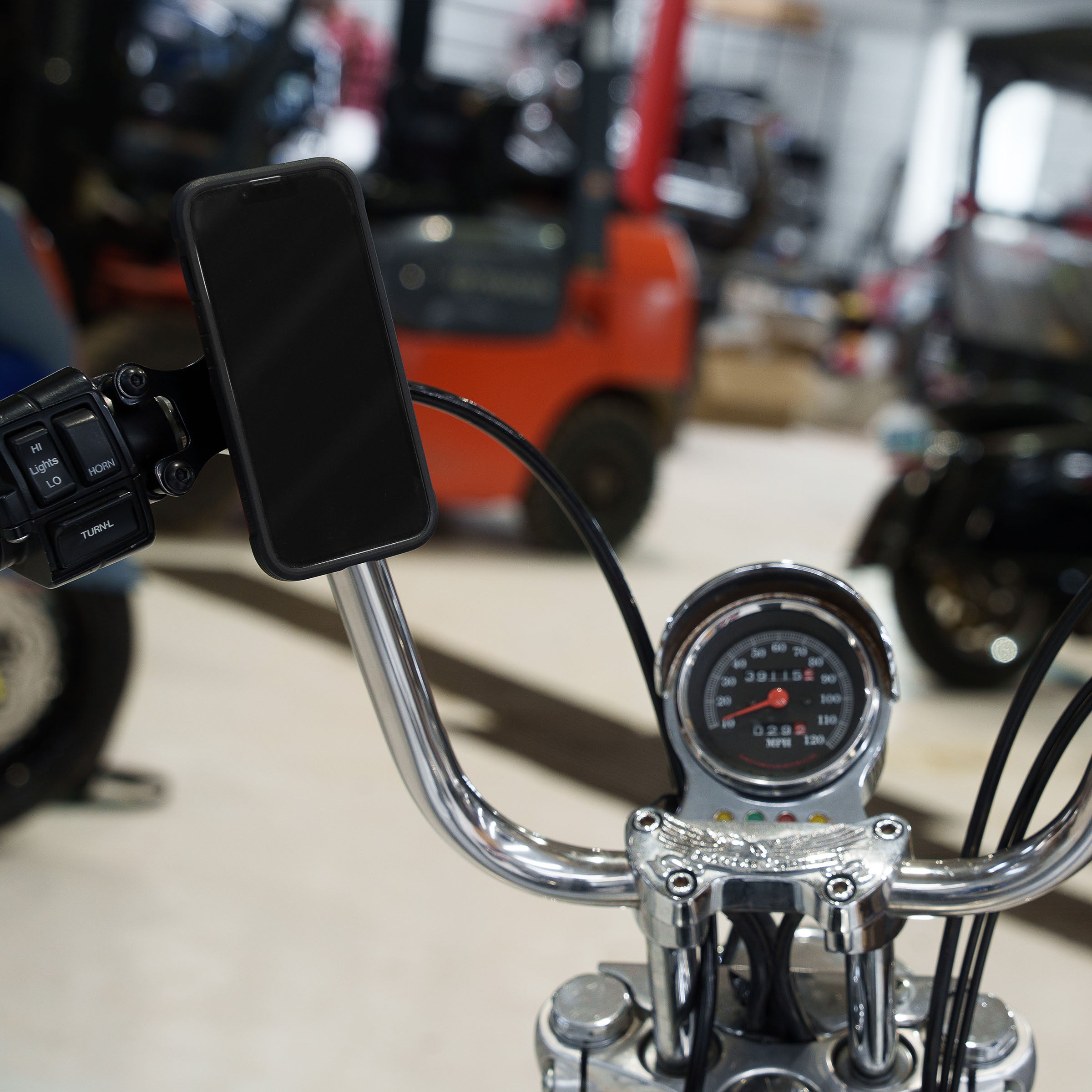 1986-1995 Black Ambidextrous Magnetic Phone Mount for Harley-Davidson® Black Mount (1986-1995 - Black Ambidextrous Mount)