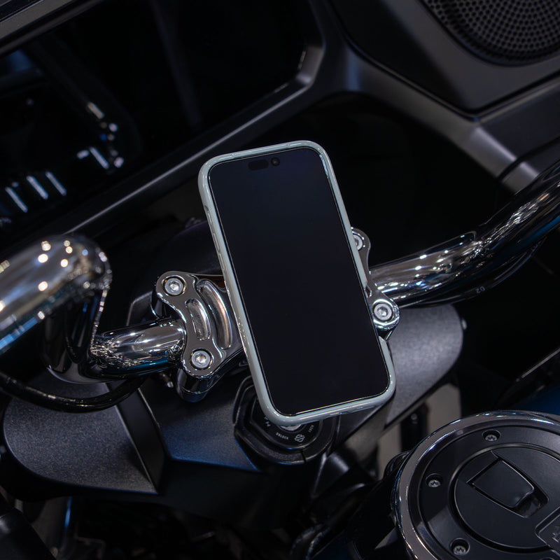 Chrome Center Riser Magnetic Phone Mount for Harley Davidson Motorcycles(Chrome Mount)