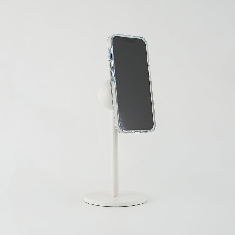 White Satin iOMini Magnetic Phone Mount (iOmini - White Satin with iPhone)