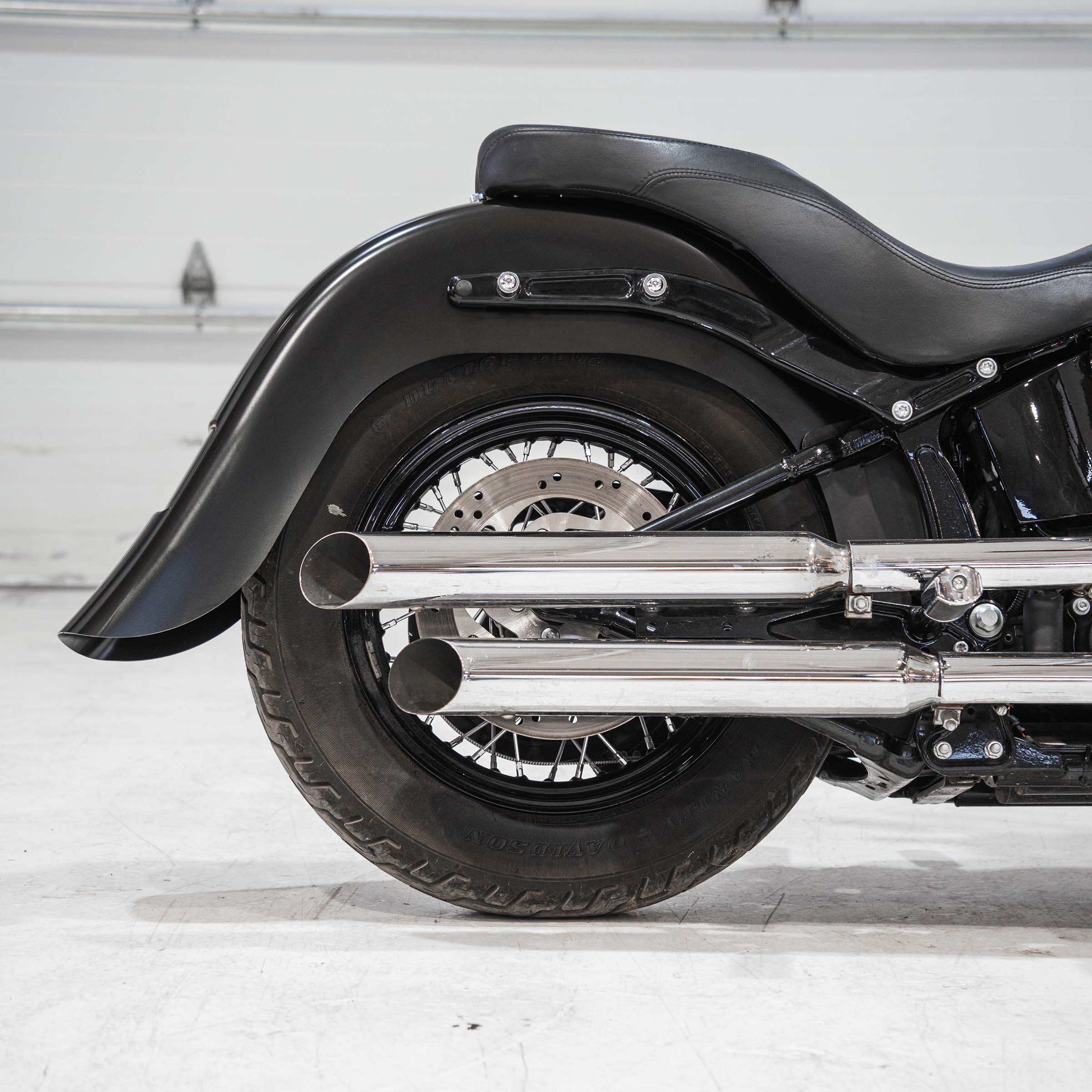 Extended length benchmark rear fender with license plate frenched for Harley-Davidson 2012-2017 Softail Slim (Extended Rear Fender - Frenched)