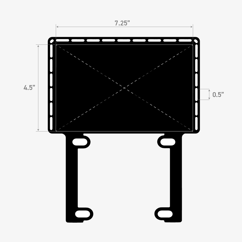 (Solid mounting area measuring 7.25” x 4.5”)