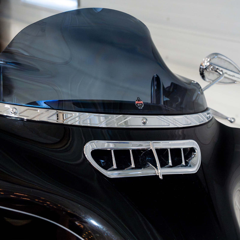 Aztec style Windshield Trim for Harley-Davidson 2014-2025 FLH Motorcycles in Chrome(Aztec - Chrome)
