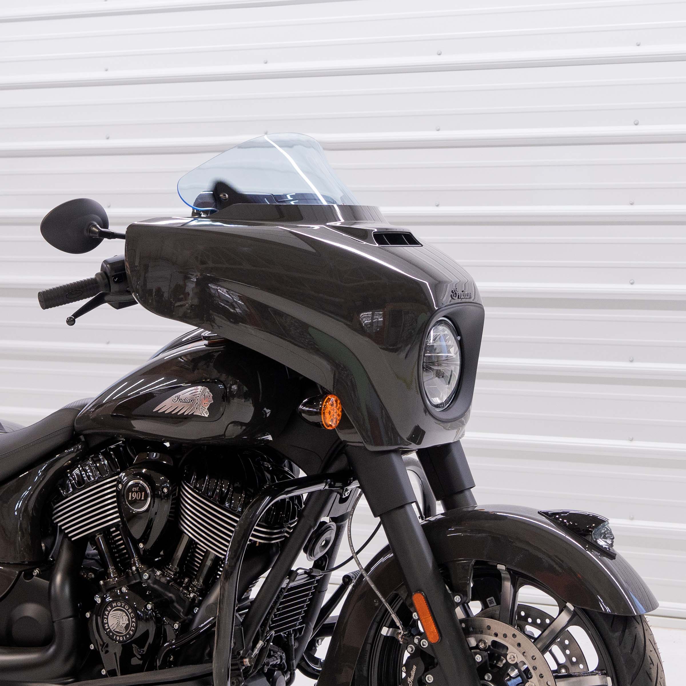 Blue Ice Motorcycle Windshield 10" Kolor Flare® Windshield for Indian® 2014-2024 Chieftain and Roadmaster KWW-04-0635 2312-1249 blue color windshield for Indian® Motorcycle (10" Blue Ice Kolor Flare®)