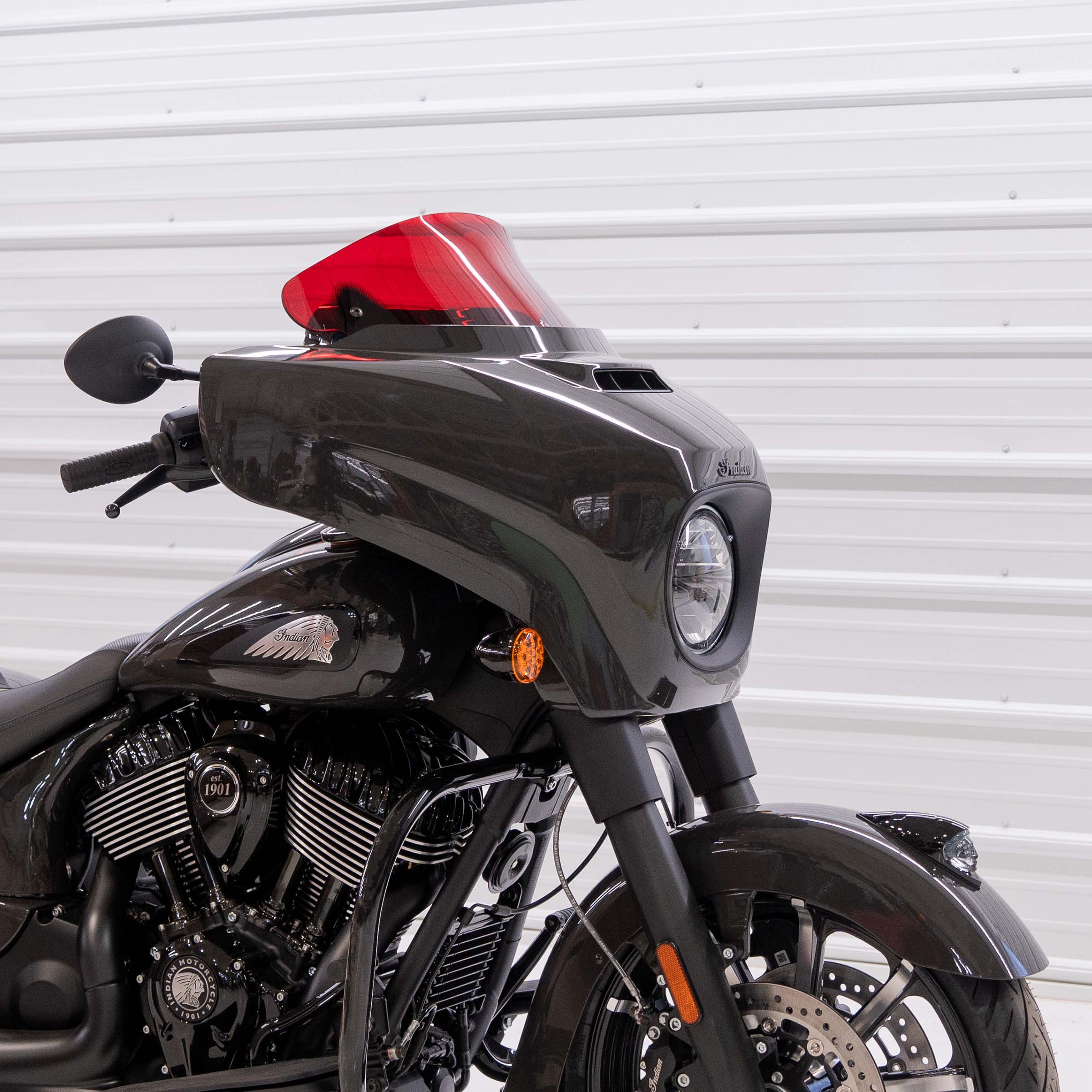 Red Motorcycle Windshield 10" Kolor Flare® Windshield for Indian® 2014-2024 Chieftain and Roadmaster KWW-04-0636 2312-1250 red color windshield for Indian® Motorcycle (10" Red Kolor Flare®)
