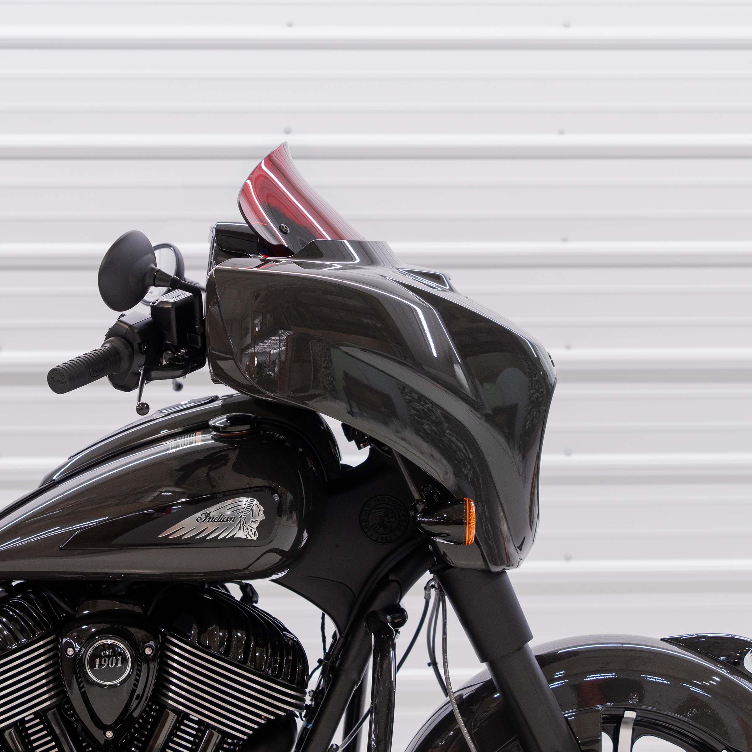 Red Motorcycle Windshield 10" Kolor Flare® Windshield for Indian® 2014-2024 Chieftain and Roadmaster KWW-04-0636 2312-1250 red color windshield for Indian® Motorcycle (10" Red Kolor Flare®)