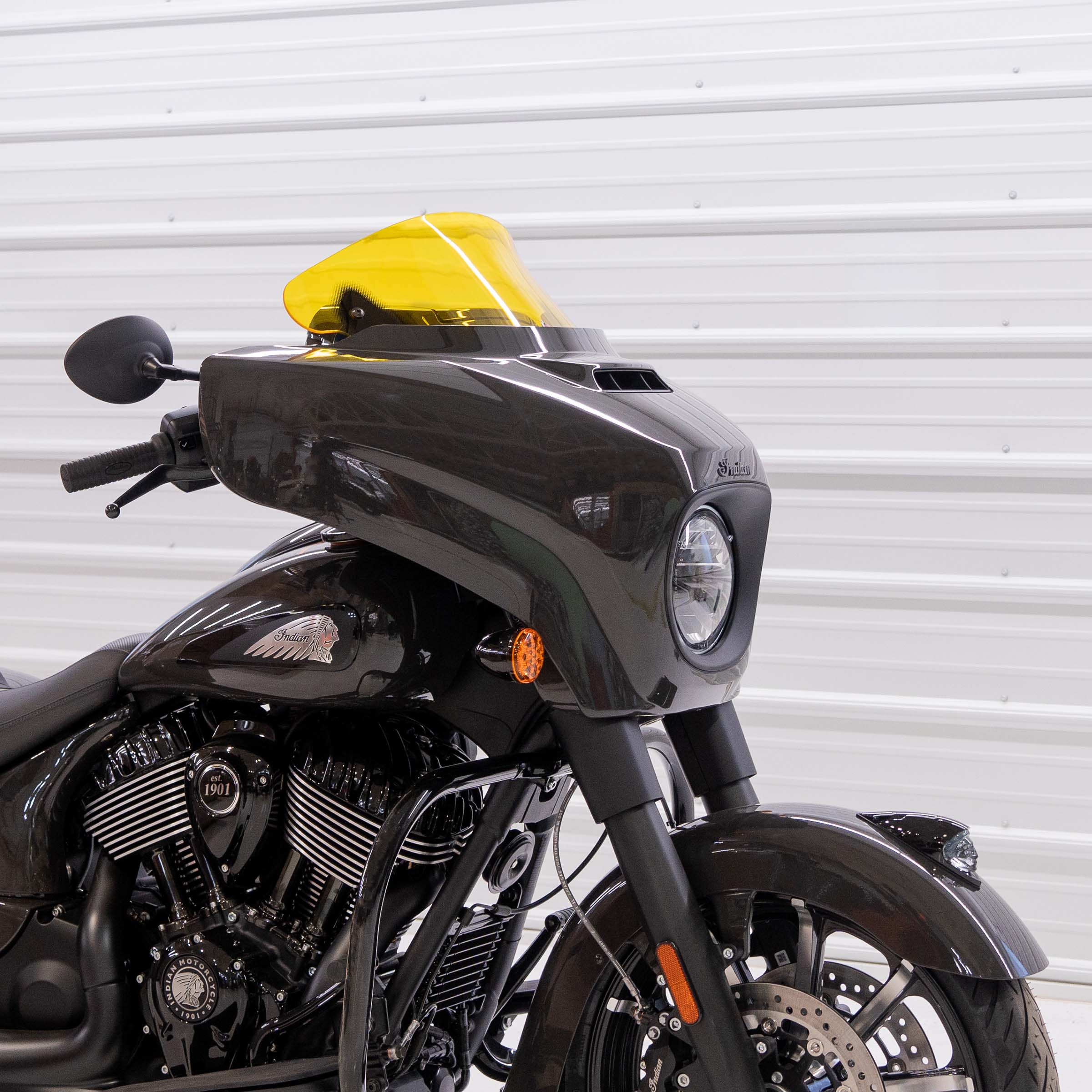 Yellow Motorcycle Windshield 10" Kolor Flare® Windshield for Indian® 2014-2024 Chieftain and Roadmaster KWW-04-0638 2312-1252 yellow color windshield for Indian® Motorcycle (10" Yellow Kolor Flare®)
