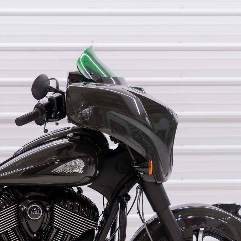 Green Motorcycle Windshield 10" Kolor Flare® Windshield for Indian® 2014-2024 Chieftain and Roadmaster KWW-04-0639 2312-1253 green color windshield for Indian® Motorcycle (10" Green Kolor Flare®)