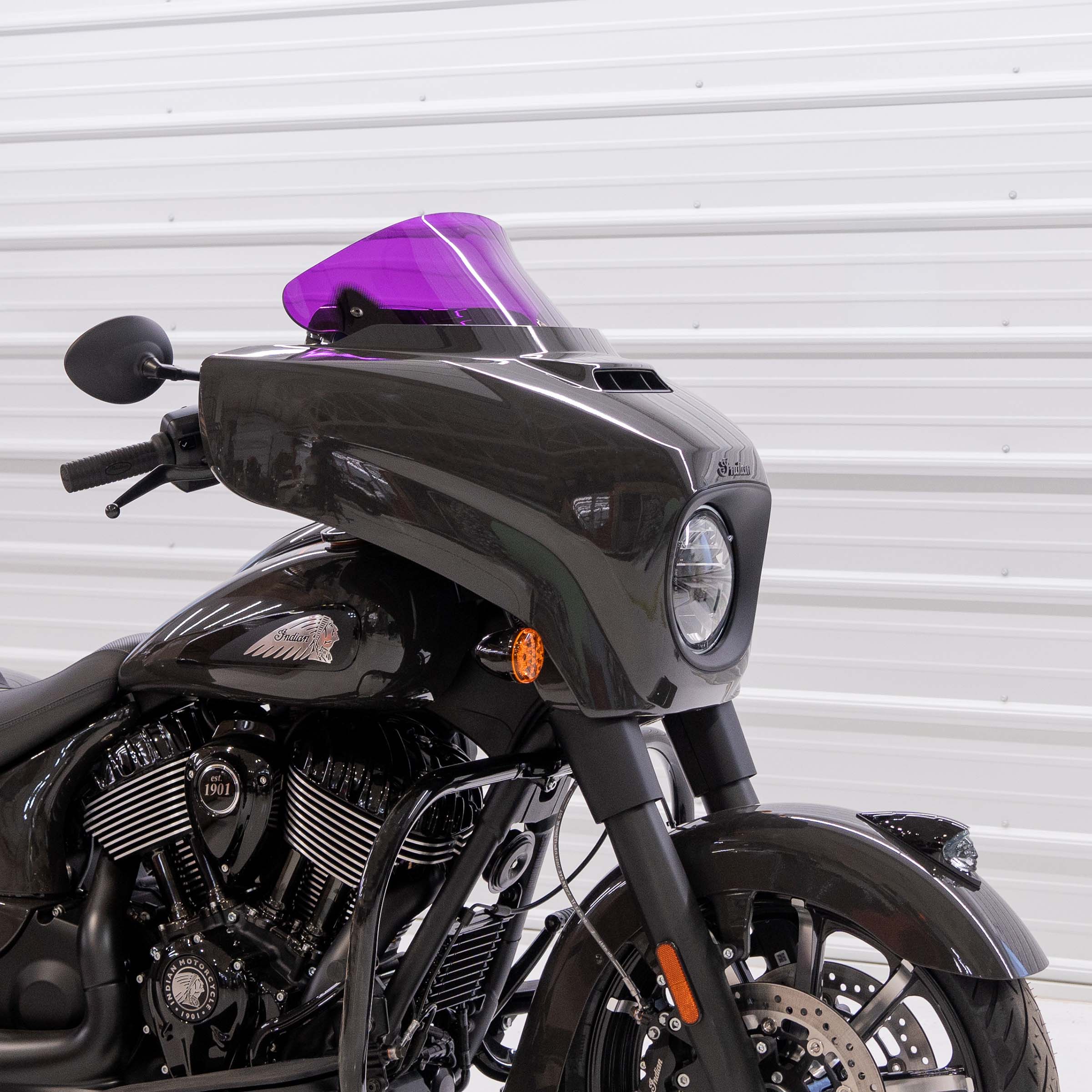 Purple Motorcycle Windshield 10" Kolor Flare® Windshield for Indian® 2014-2024 Chieftain and Roadmaster KWW-04-0641 2312-1255 purple color windshield for Indian® Motorcycle (10" Purple Kolor Flare®)