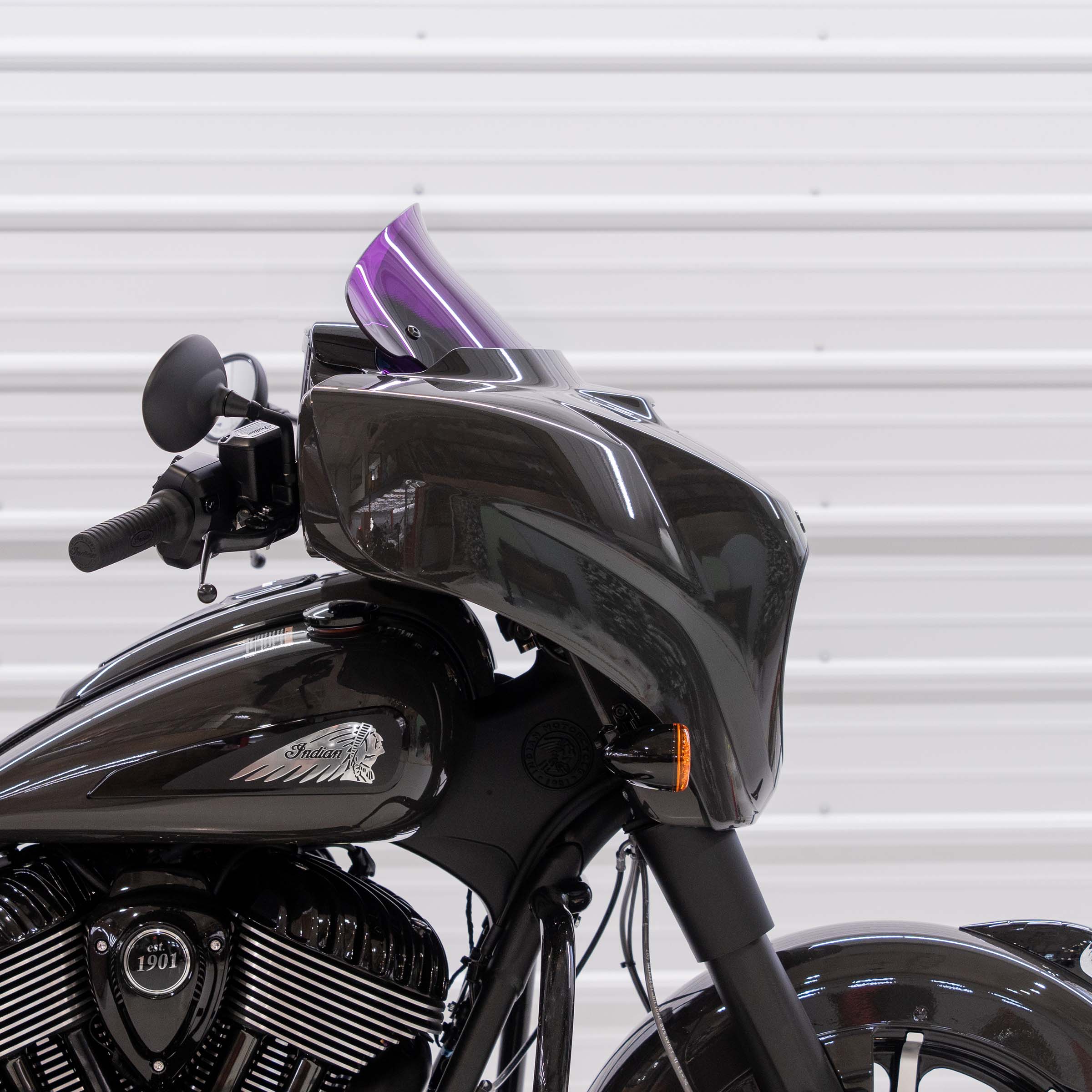 Purple Motorcycle Windshield 10" Kolor Flare® Windshield for Indian® 2014-2024 Chieftain and Roadmaster KWW-04-0641 2312-1255 purple color windshield for Indian® Motorcycle (10" Purple Kolor Flare®)