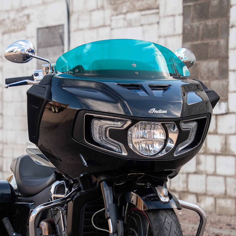 Teal color Windshield for Indian Challenger and Pursuit motorcycle models (8" Teal)