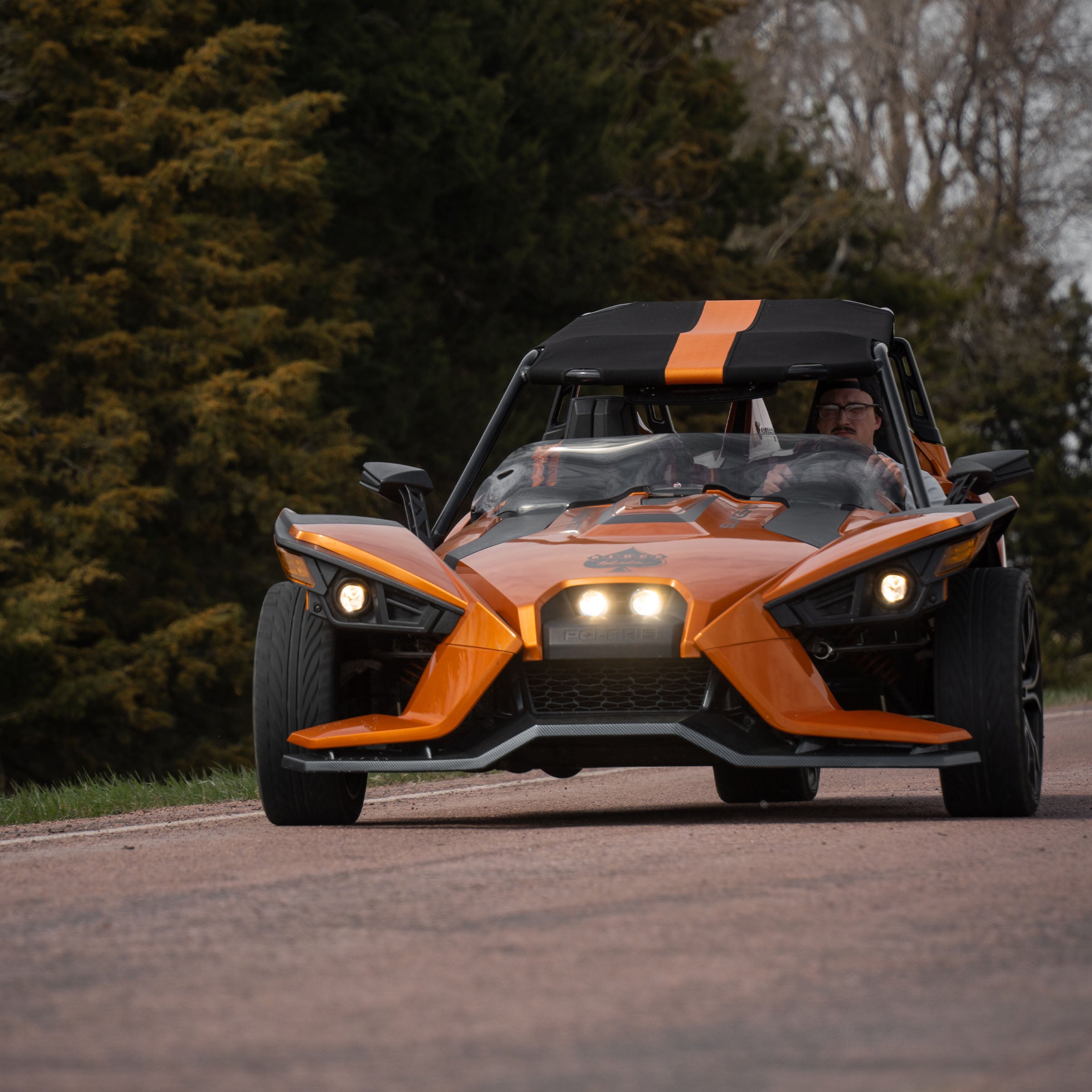 Tint Flare™ Windshield for Polaris® Slingshot shown in action(Tint)