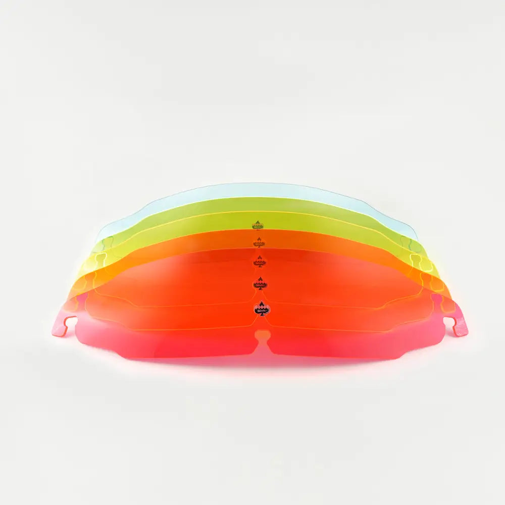 Front view cascade lineup of 3.5" Ice Kolor Windshield for Harley-Davidson 1996-2013 FLH motorcycle models(3.5" Ice Kolor Cascade)