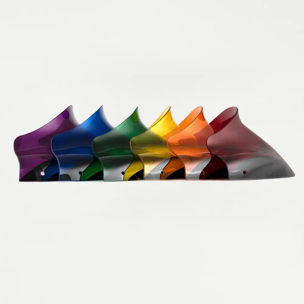 Side profile cascade lineup of 8" Kolor Windshield for Harley-Davidson 1998-2013 Road Glide motorcycle models(8" Kolor Cascade)