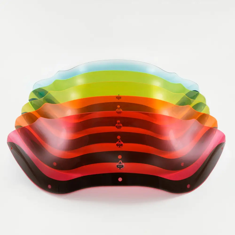 Front profile cascade lineup of 8" Ice Kolor Windshield for Harley-Davidson 1998-2013 Road Glide motorcycle models(8" Ice Kolor Cascade)