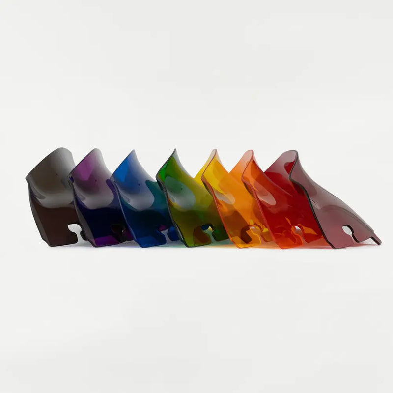 Side view cascade lineup of 4" Kolor Flare™ Windshield for Harley-Davidson 2014-2025 FLH motorcycle models(4" Kolor Cascade)