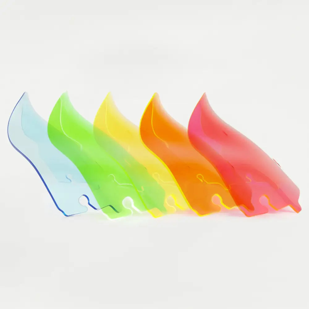Side profile cascade lineup of 6.5" Ice Kolor Flare™ Windshield for Harley-Davidson 2014-2024 FLH motorcycle models(6.5" Ice Kolor Cascade)