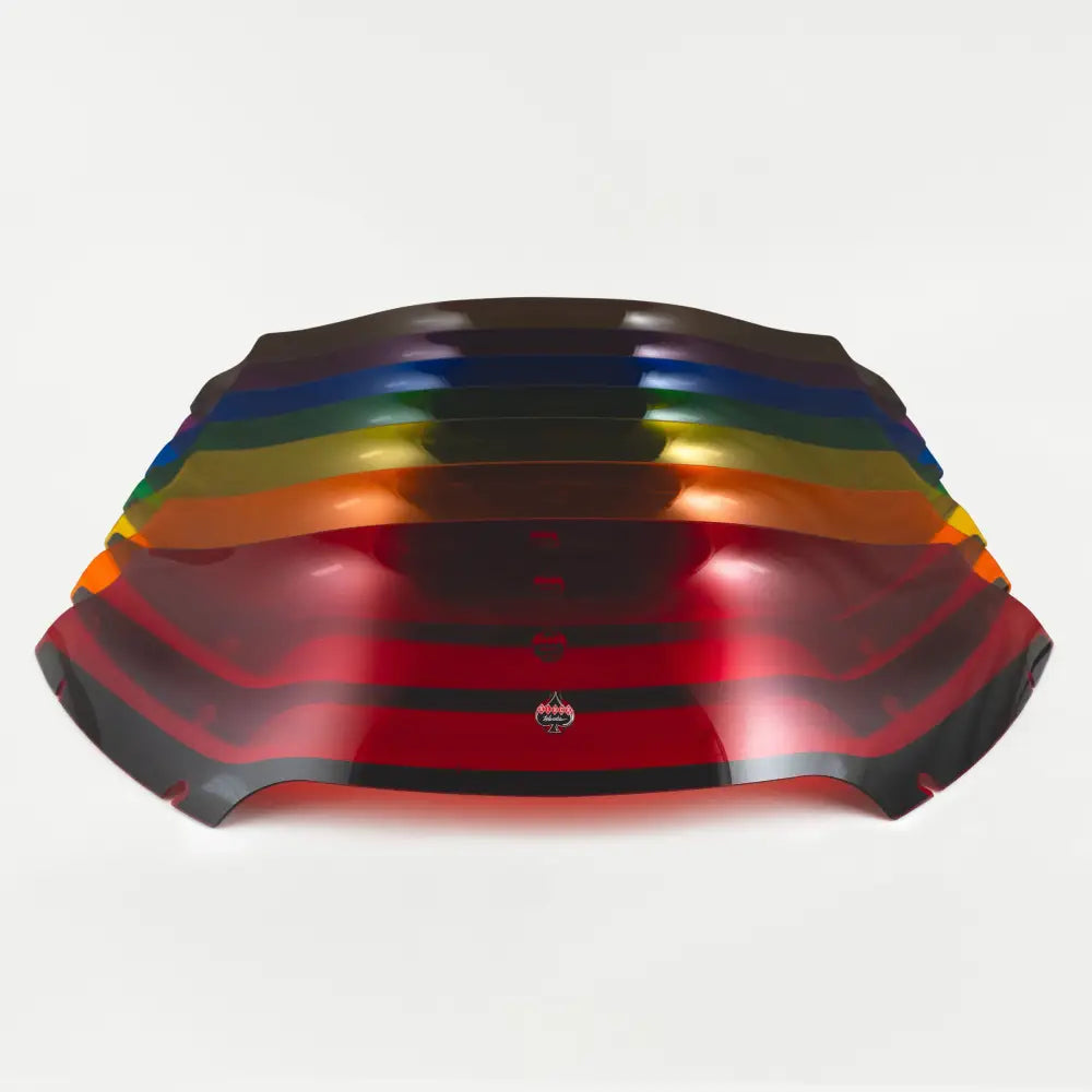 Front view cascade lineup of 6" Kolor Flare™ Windshield for Harley-Davidson 2015-2023 Road Glide motorcycle models(6" Kolor Cascade)