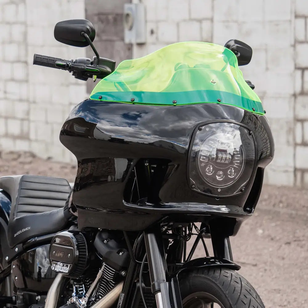 Green Ice Kolor Windshield for Harley-Davidson FXRP Style motorcycle fairings shown on bike(Green Ice)
