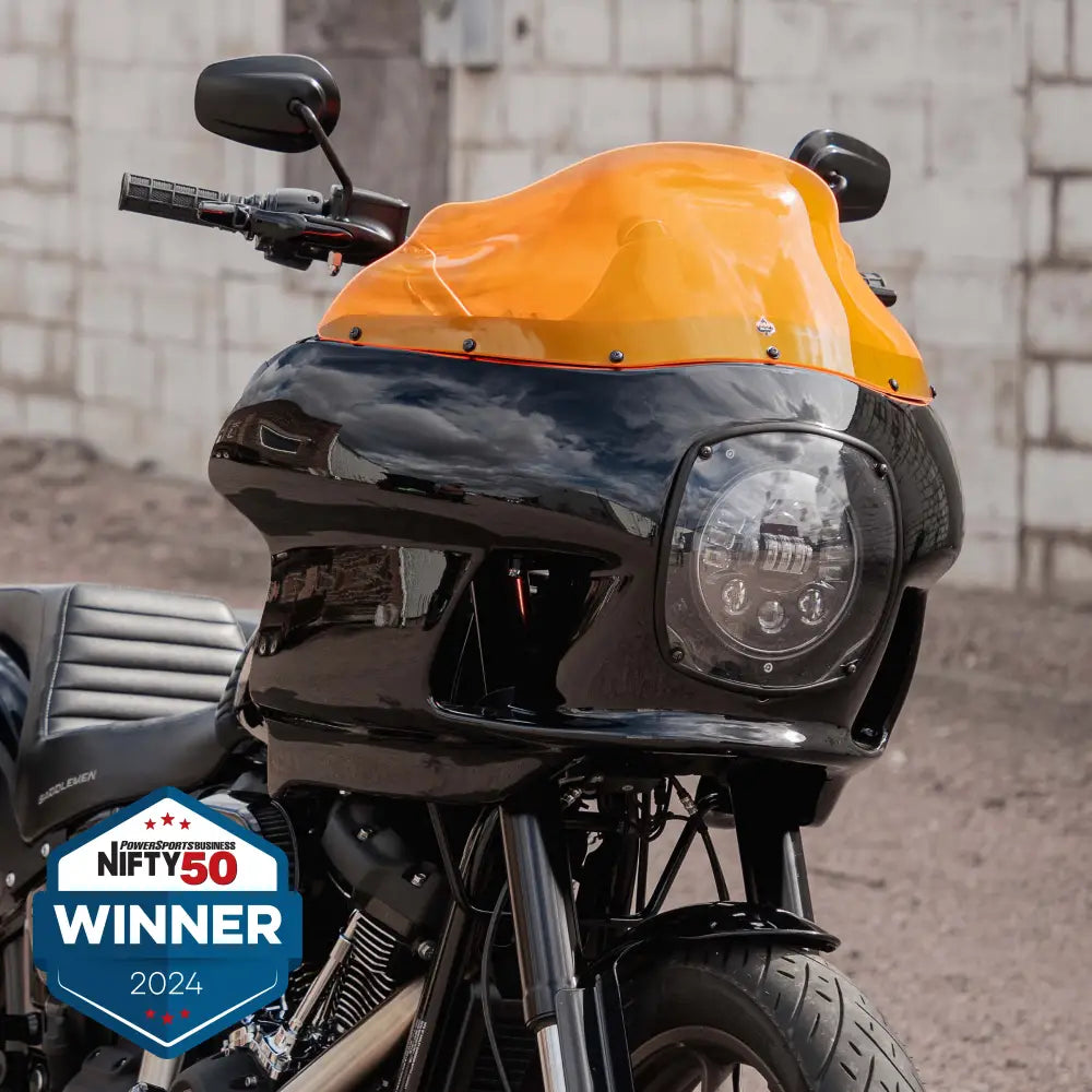Orange Ice Kolor Flare™ Windshield for Harley-Davidson FXRP Style motorcycle fairings shown on bike