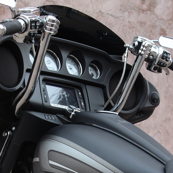 14" Chrome bars and chrome knuckles on KlipHanger Bars for Harley-Davidson 2008-2024 FLH Motorcycles(14" Chrome / Chrome)
