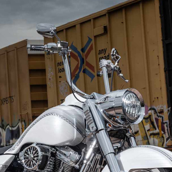14" Chrome Kliphanger Handlebar for 2008-2013 Road Glide, 2008-2024 Road King and 2008-2017 Softail Harley-Davidson Motorcycles(14" Chrome)
