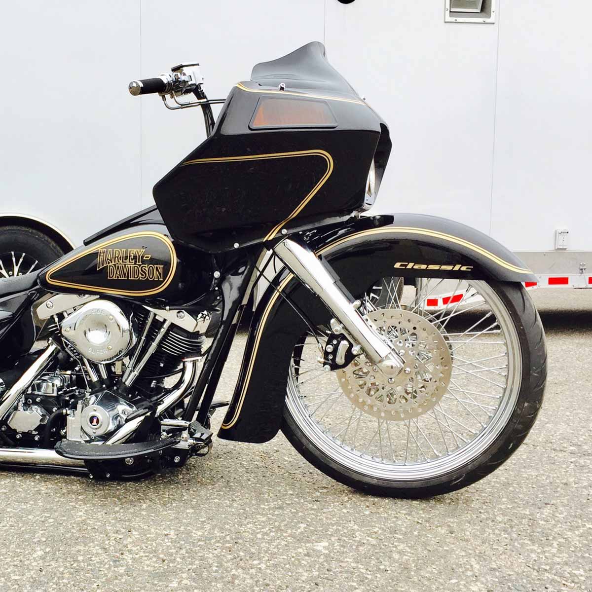 Trichtu Mount Black Steel Front Fender Wrap For Harley Baggers Road King 19 21 23 Wheels Pre-Drilled