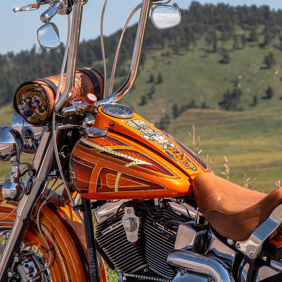 Softail Dash and Ignition Relocation Kit shown on motorcycle