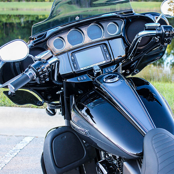 Stock Length Curvaceous Metal Dash for 2008 - 2024 FLH, FLTR Motorcycles(Stock Length)
