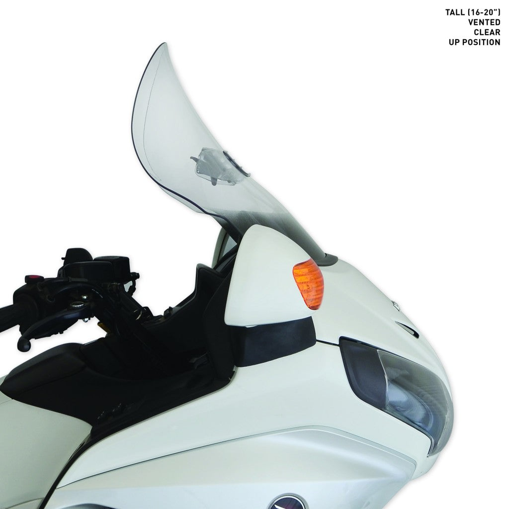 16-20" Clear Vented Windshield for Honda® 2001-2017 Gold Wing motorcycles models shown in up position(16-20" Clear - Vented - Up Position)