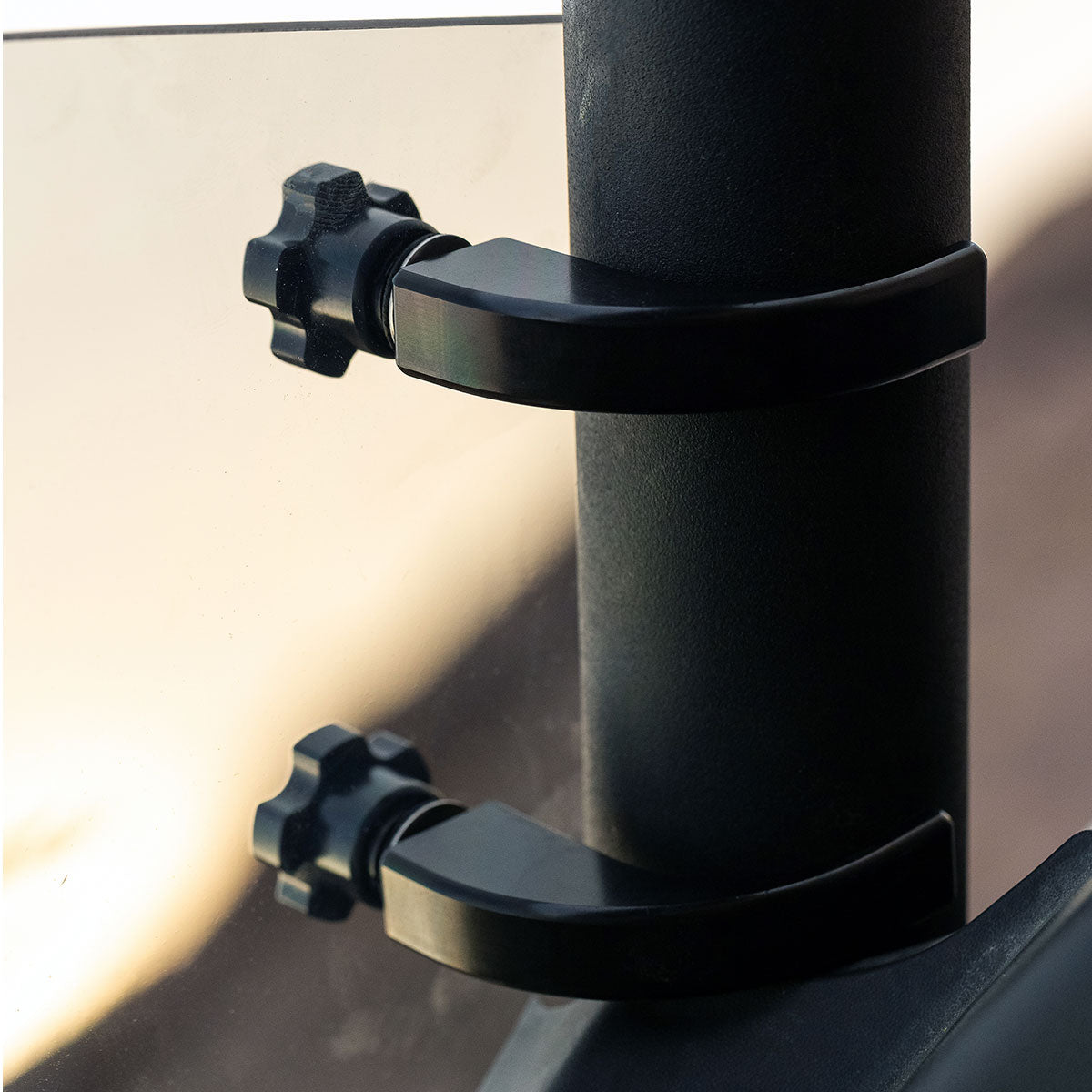 Back side of clamp shown on UTV Flare™ Windshield for Can-Am® Maverick X3 models(Clamps: Back Side)