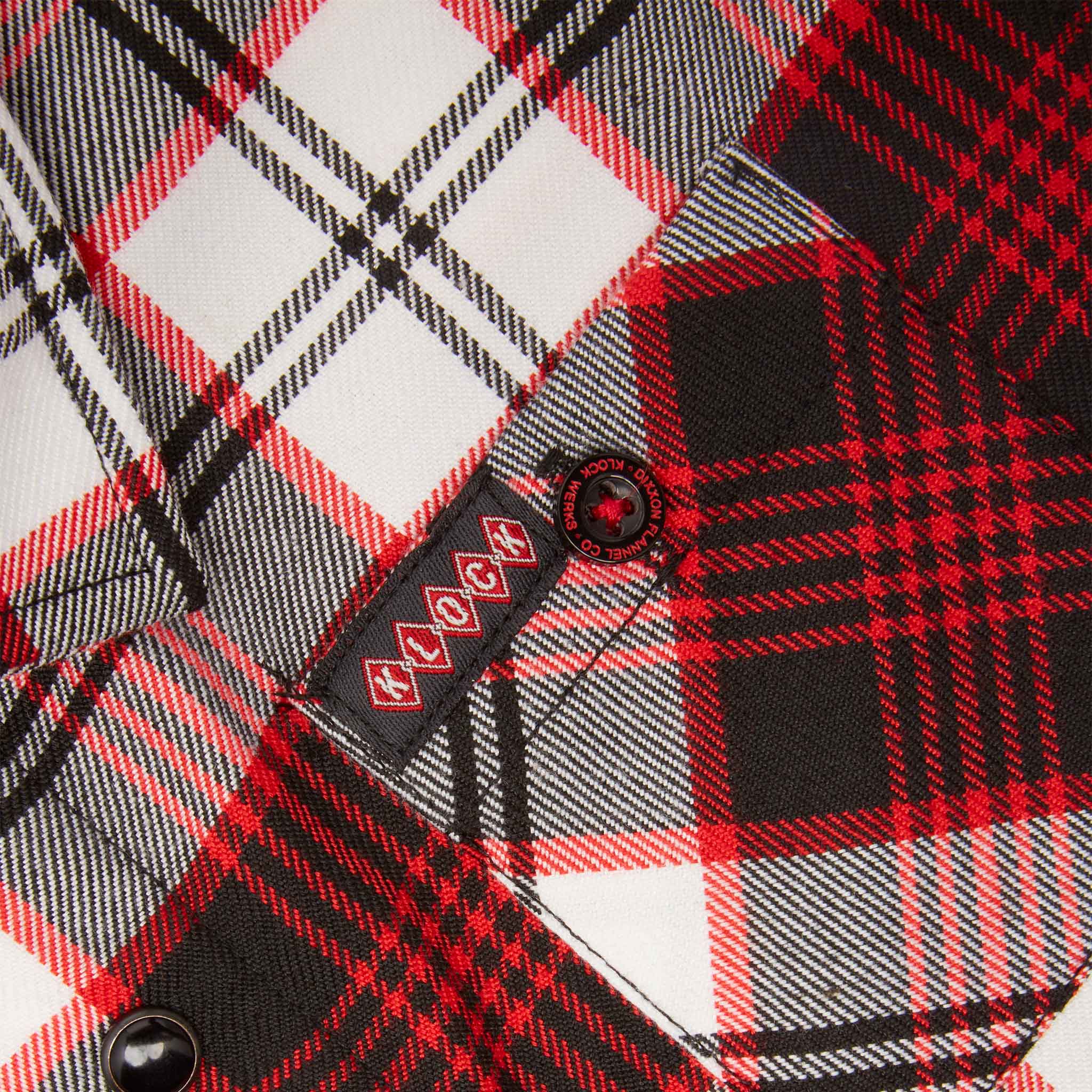 Klock Werks x Dixxon 25th Anniversary Flannel with Klock Werks brand tag on the left chest pocket(Klock Werks brand tag on the left chest pocket)