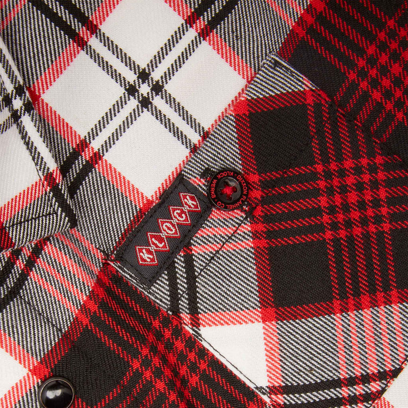 Klock Werks x Dixxon 25th Anniversary Flannel with Klock Werks brand tag on the left chest pocket(Klock Werks brand tag on the left chest pocket)