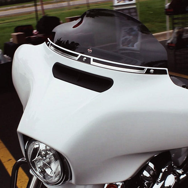 FLW style Windshield Trim for Harley-Davidson 2014-2024 FLH Motorcycles in black contrast(FLW - Black Contrast Cut)
