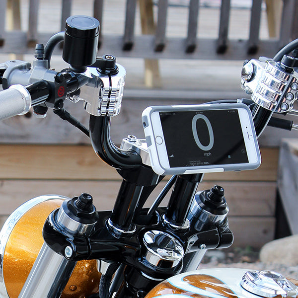 Harley-Davidson® Center Riser Phone Magnetic Mount on bike with Phone Attached (On bike with Phone)