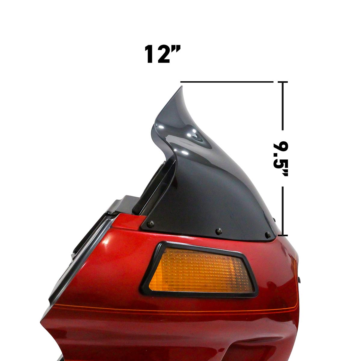 12" Dark Smoke Windshield for Harley-Davidson motorcycle models with FXRP, FXRT, FXRD Style Fairings(12" Dark Smoke)