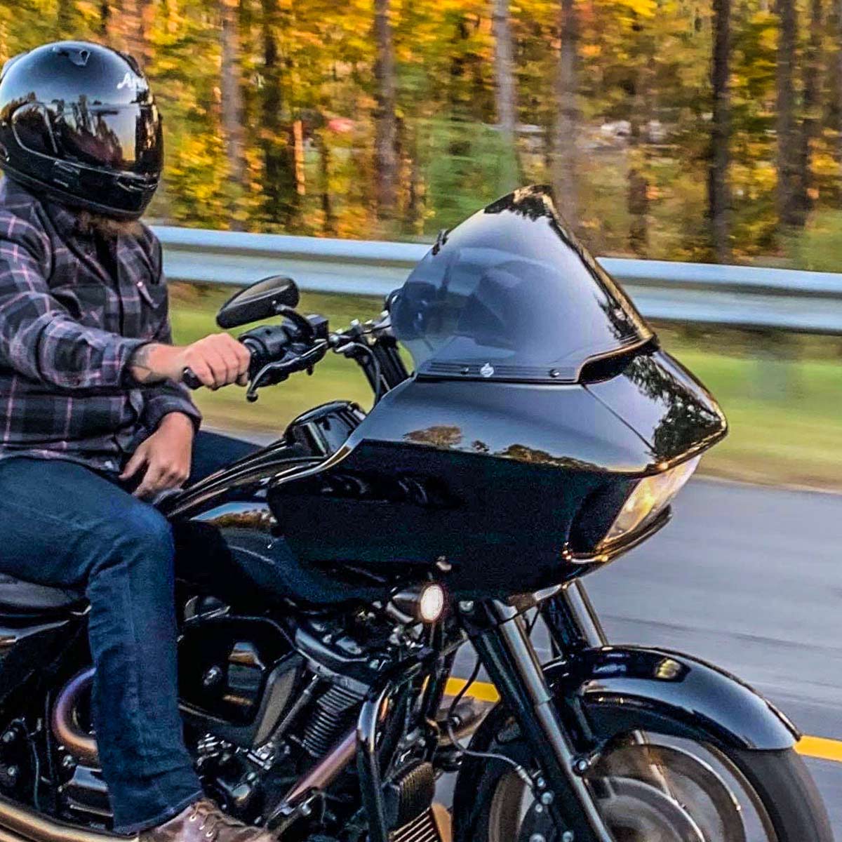 Black w/ Contrast Logo Windshield Trim for 2015-2024 Harley-Davidson Road Glide(Black w/ Contrast Logo)