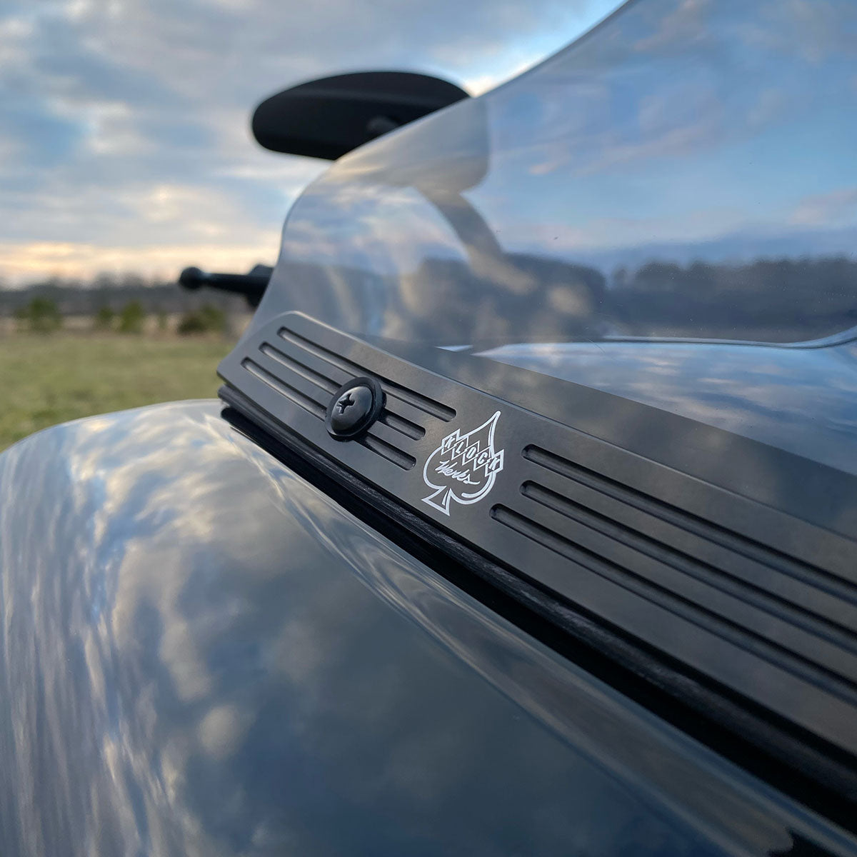 Black w/ Contrast Logo Windshield Trim for 2015-2024 Harley-Davidson Road Glide(Black w/ Contrast Logo)