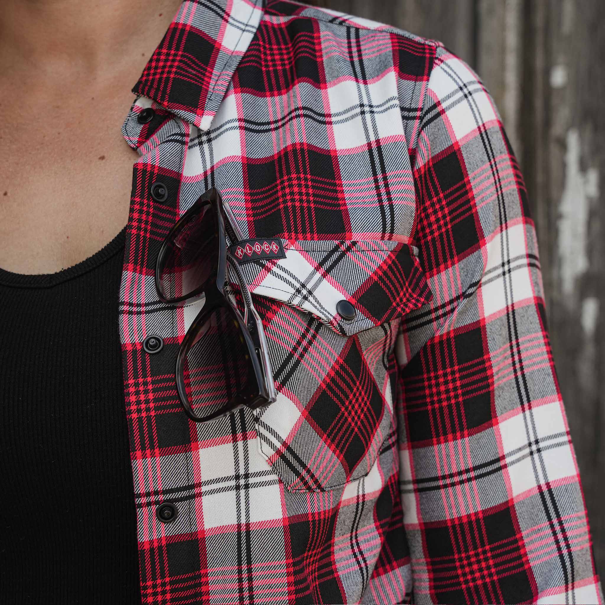 Klock Werks x Dixxon 25th Anniversary Flannel with dual button down flap chest pockets with utility slot for pens, sunglasses, etc.(Dual button down flap chest pockets with utility slot for pens, sunglasses, etc.)