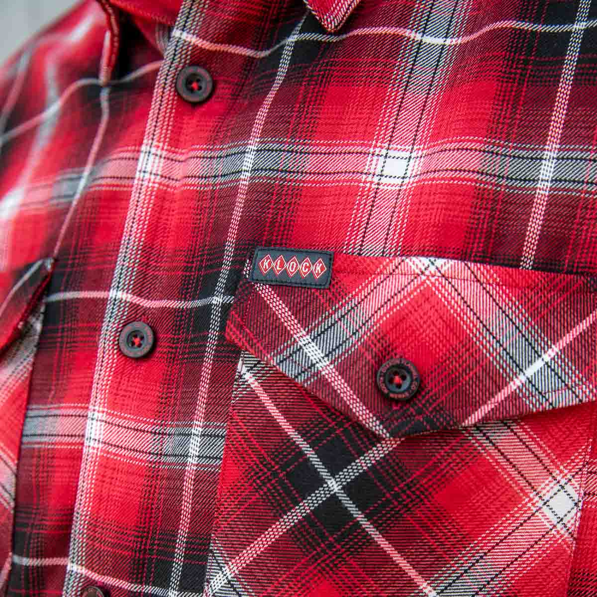 Klock Werks x Dixxon Tribute Flannel for Men Dual button down flap chest pockets with utility slot for pens, sunglasses, etc. and Klock Werks brand tag on left chest pocket(Dual button down flap chest pockets with utility slot for pens, sunglasses, etc. and Klock Werks brand tag on left chest pocket)