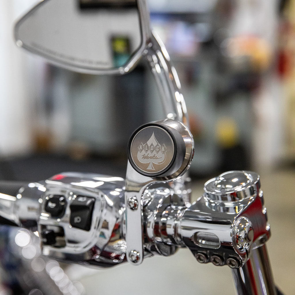 Chrome Perch Handlebar Magnetic Phone Mount for Indian® Heavyweight Motorcycles shown on bike(Left Chrome Perch Mount on bike)
