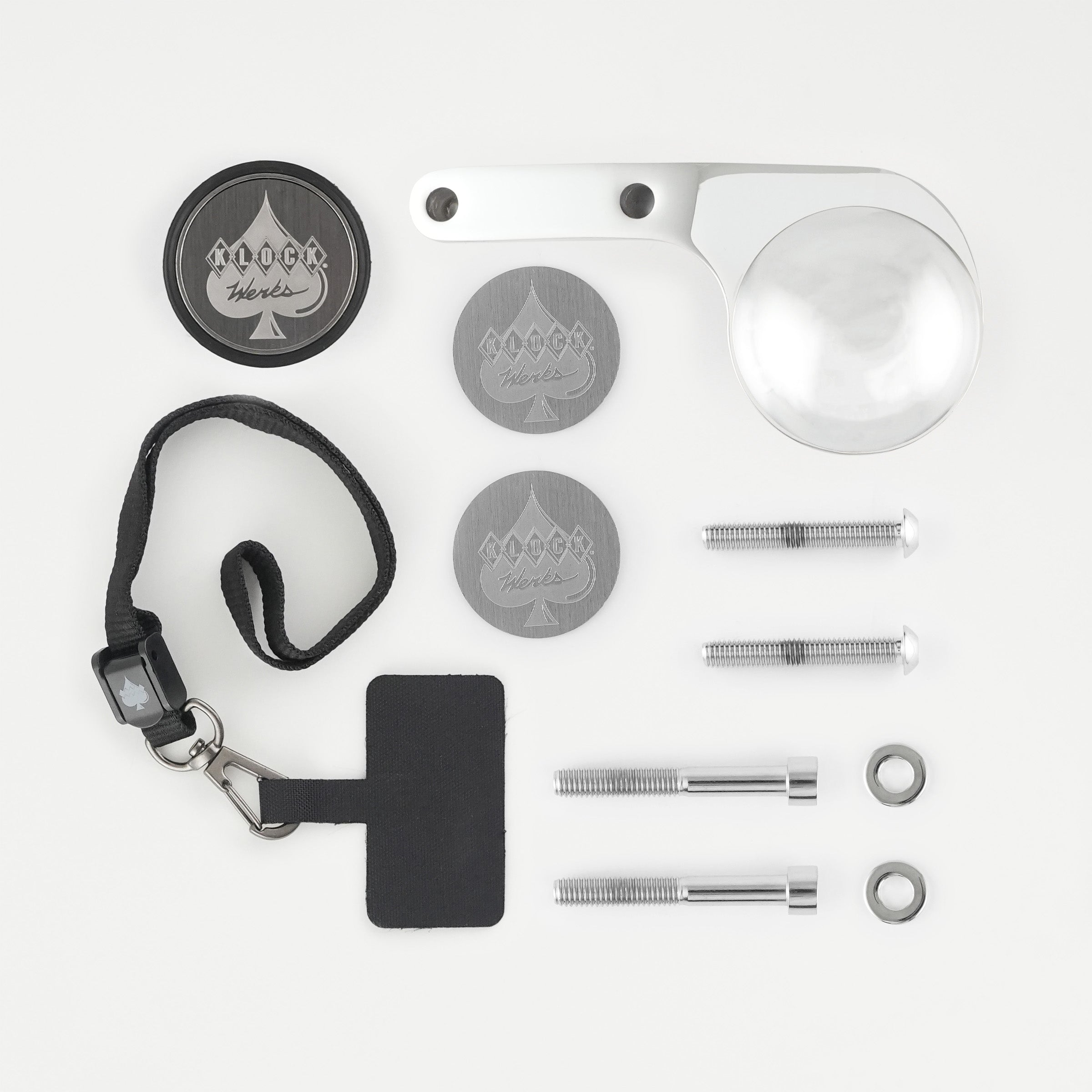 Perch Handlebar Magnetic Phone Mount for Indian® Heavyweight Motorcycles showing the complete chrome kit(Left Chrome Perch Mount - Complete Kit)