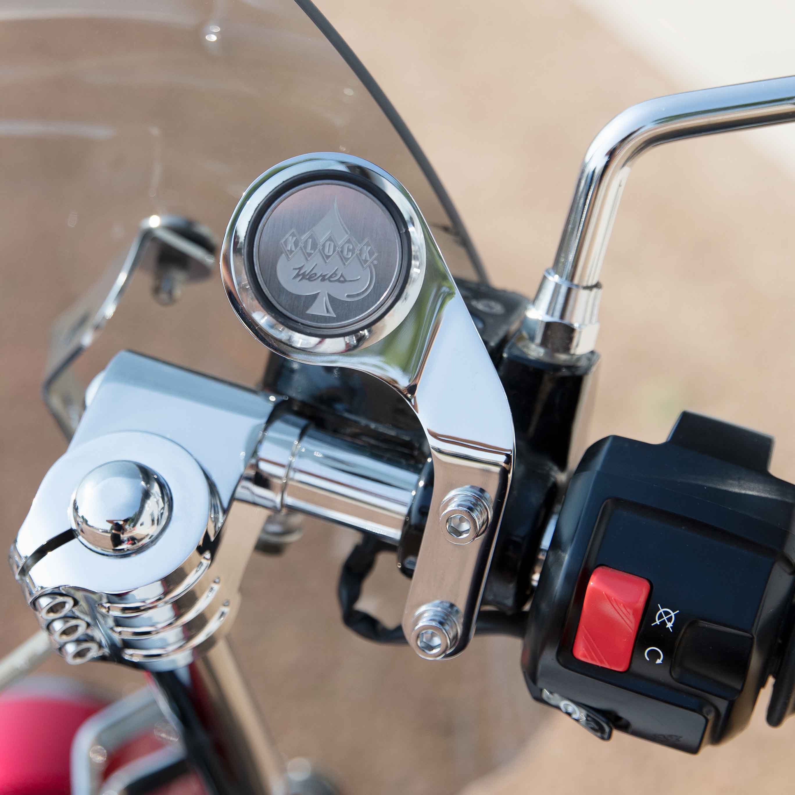 Right Chrome Perch Handlebar Magnetic Phone Mount for Indian® Scout® Motorcycles shown on bike(Right Chrome Perch Mount on bike)