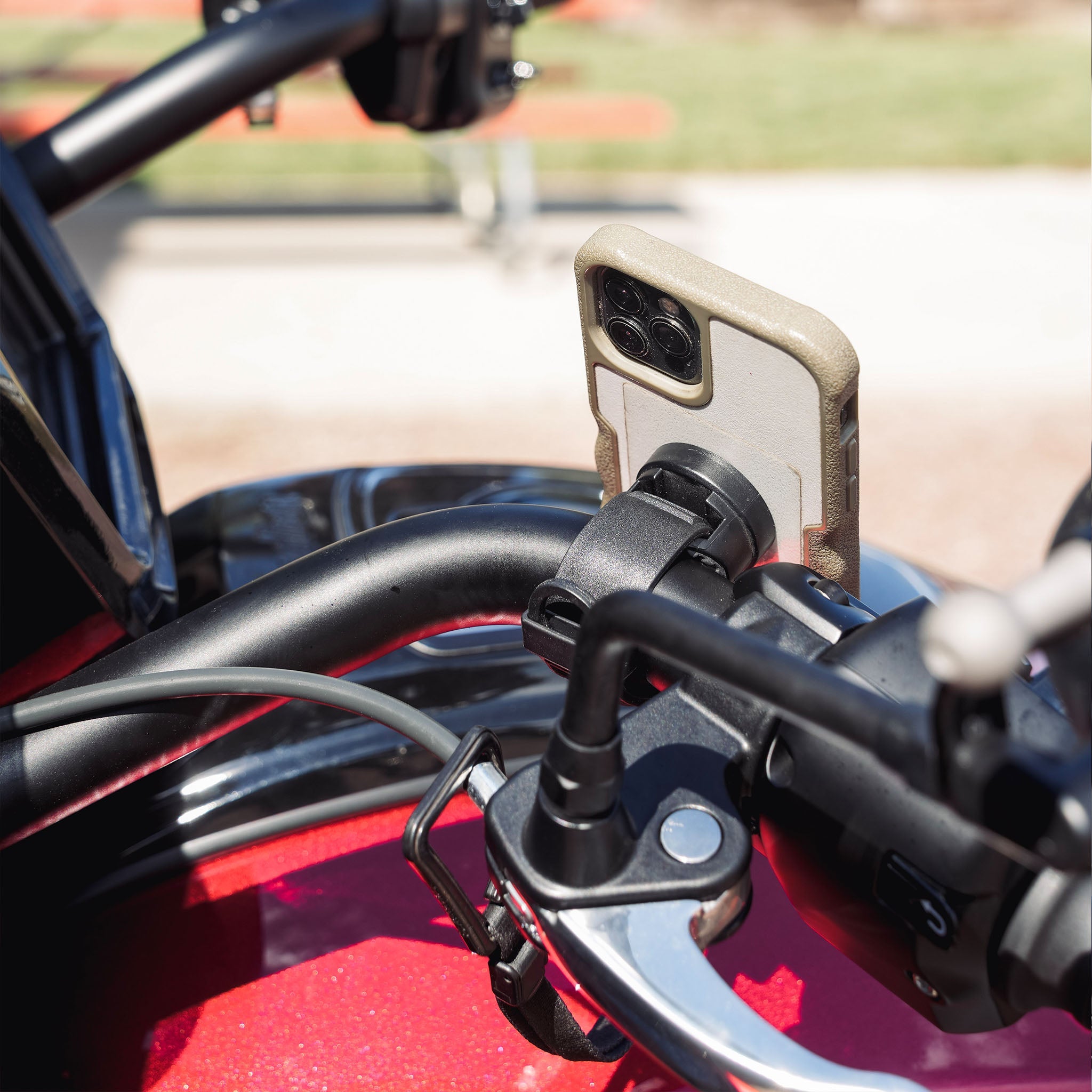 nomad™ Universal Magnetic Phone Mount on bike with phone (nomad™ on bike with phone)