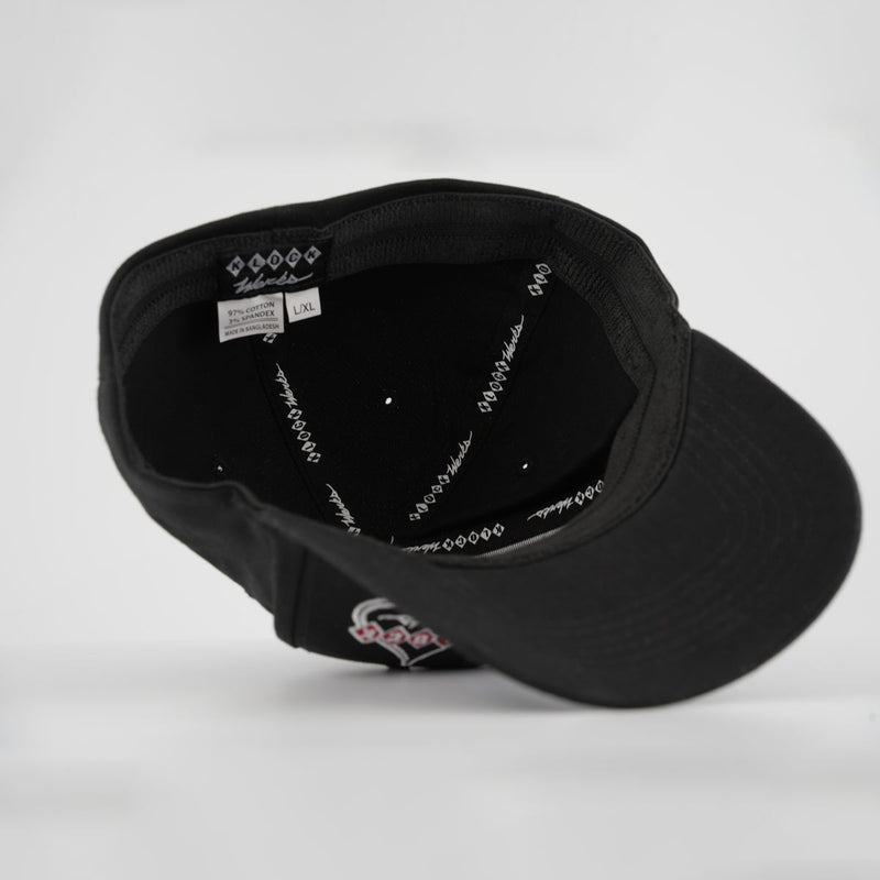 Black Klock Werks Offset Spade Logo Embroidered Hat with Branded Interior Ribbing (Klock Werks Offset Logo Embroidered Hat Branded Interior Ribbing)