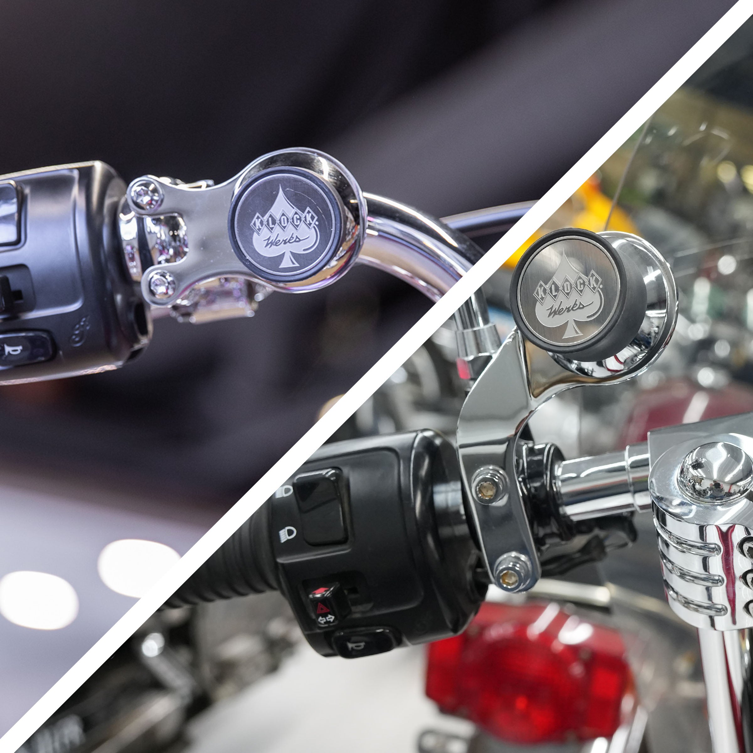 Ambidextrous and Perch Handlebar Magnetic Phone Mount for Indian® Scout® Motorcycles(Phone Mounts for Indian® Scout® - Ambidextrous (left) vs. Perch (right))