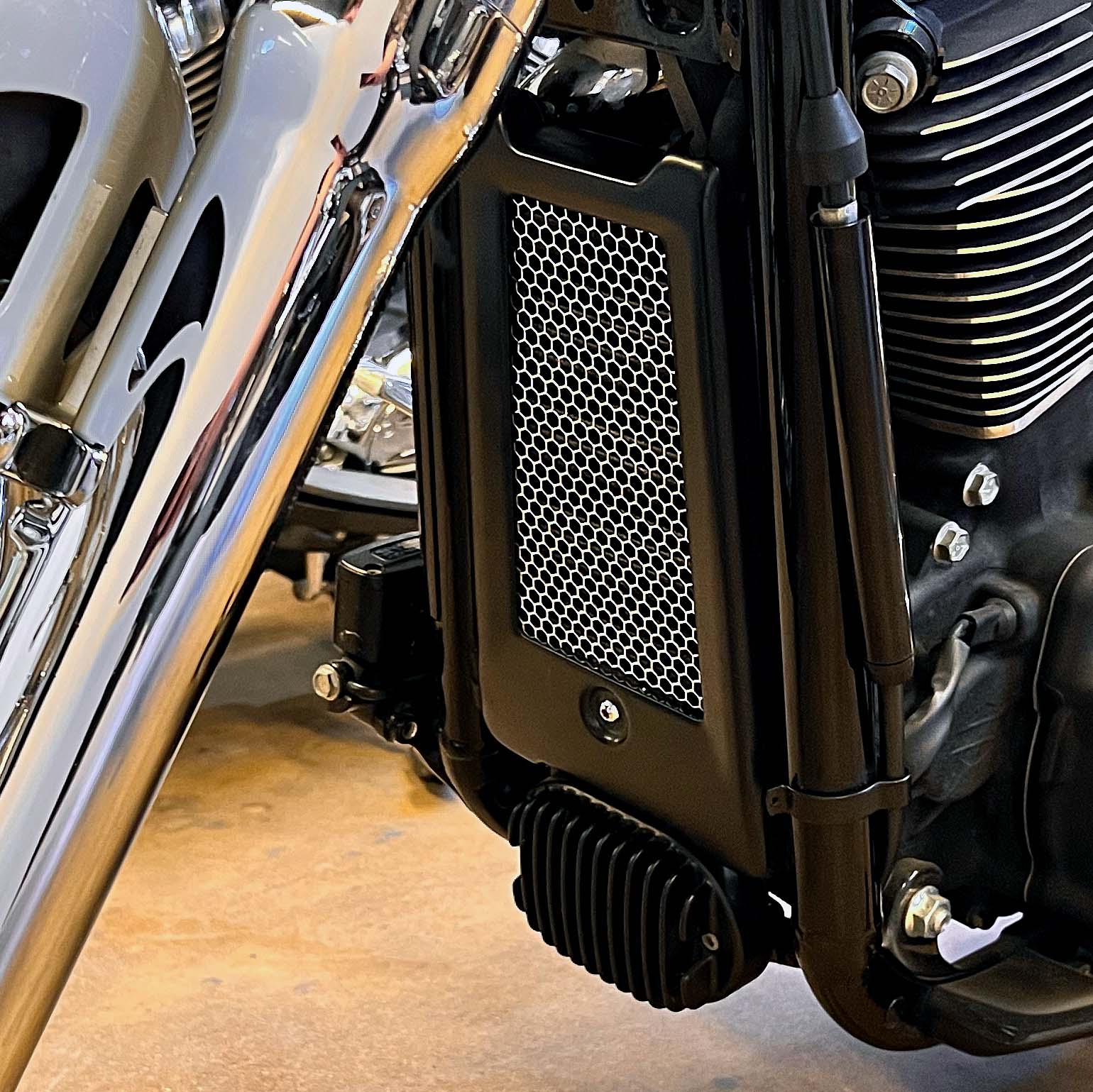 Chrome Oil Cooler Guard for Harley-Davidson® Softail Models(Chrome Insert)